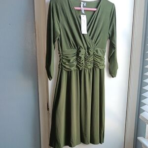 NY Collection Olive Long Sleeve Dress